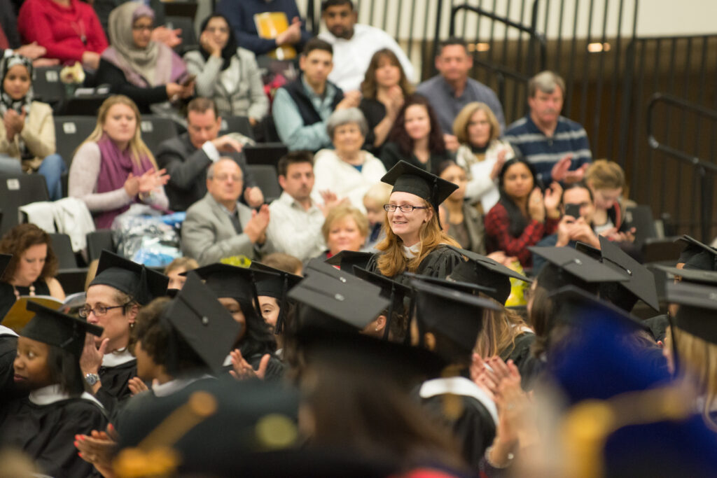 Nichole Zang Do is recognized by Pres. Hrabowski during Graduate Commencement.