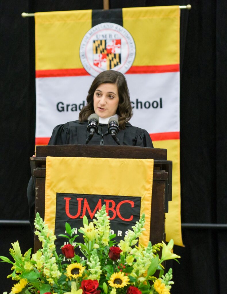 GSA President Deanna Cerquetti at Winter Commencement 2016.