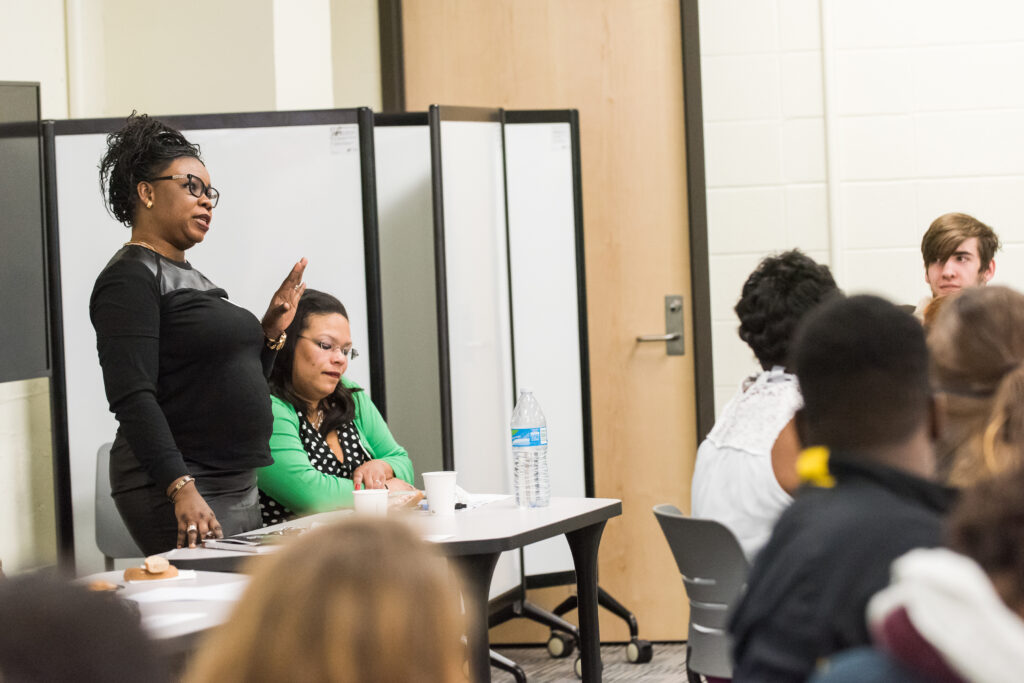 Elect Her participants share what makes them each a leader at the start of the event.