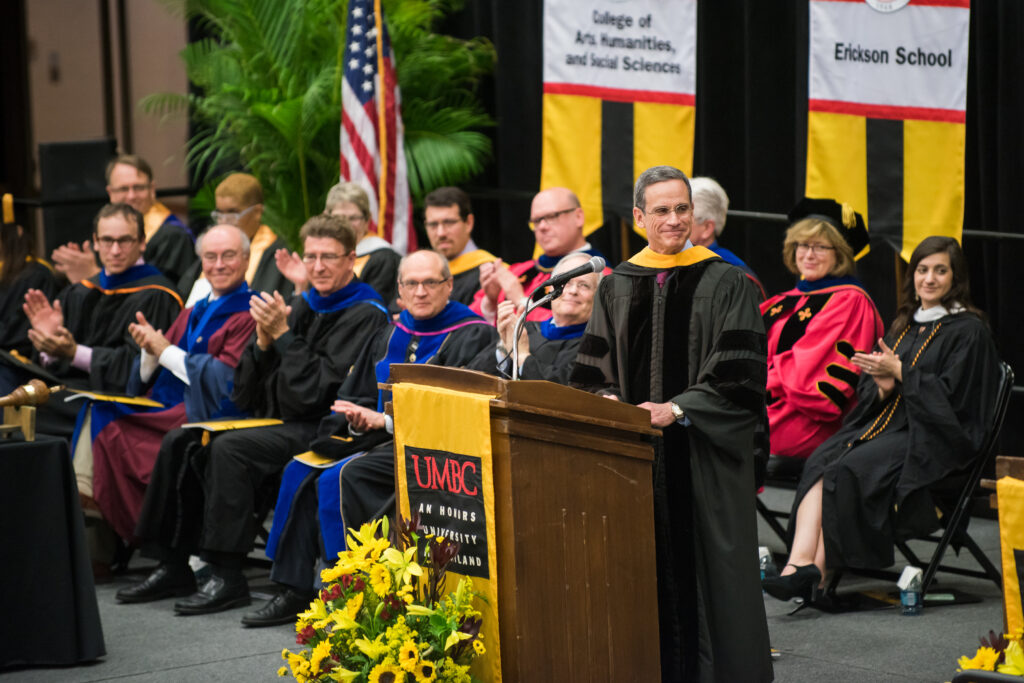 Ralph Semmel speaks during the graduate ceremony.