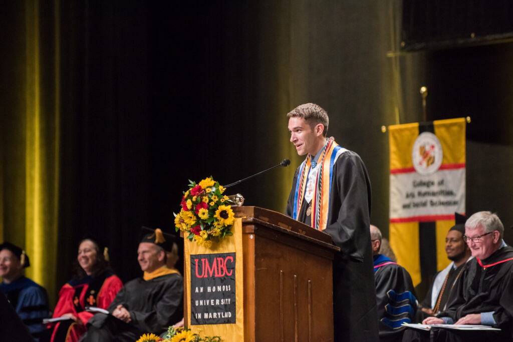 Valedictorian Daniel Ocasio at the podium