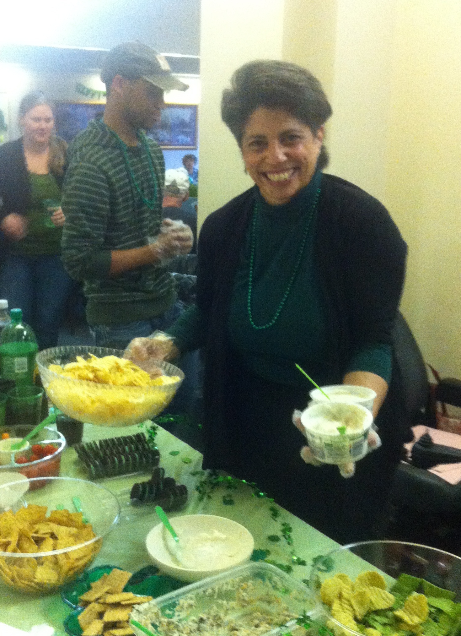 Delta Lambda chapter Secretary Alida Loinaz at the St. Patrick’s Day party.